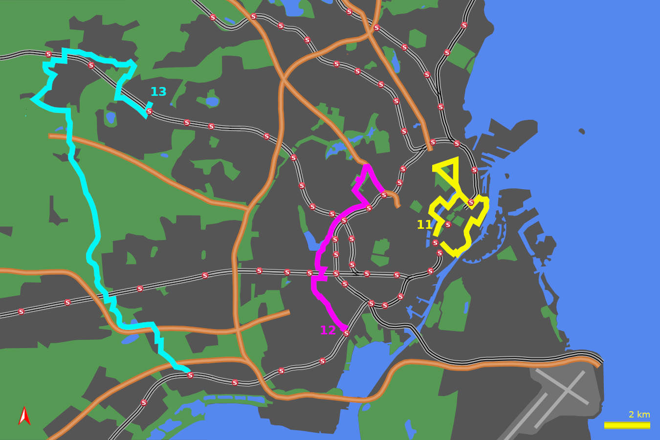 Map for the Copenhagen cycle tours