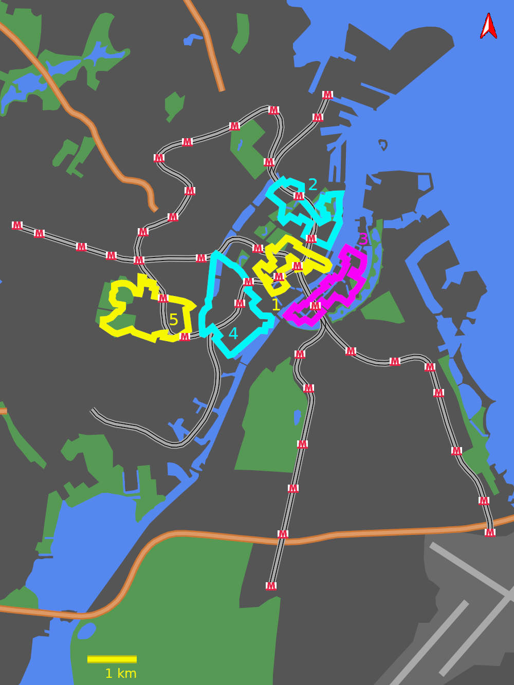 Map for the Copenhagen walking tours